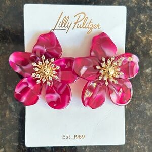 NWT Lilly Pulitzer- Oversized Orchid Stud Earrings- Mystique Pink $48